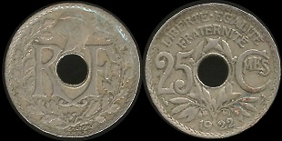 25 centimes 1922 lindauer