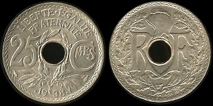 25 centimes 1938 lindauer maillechort