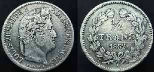 1/2 franc 1832 louis philippe