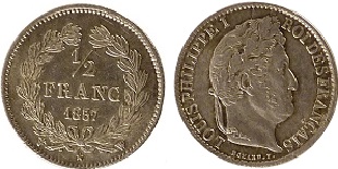 1/2 franc 1837 Louis Philippe