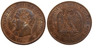 5 centimes 1855 napoléon III tête nue