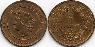 5 centimes 1888 cérès