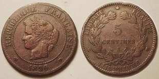 5 centimes 1896 cérès