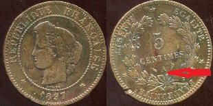 5 centimes 1897 A cérès