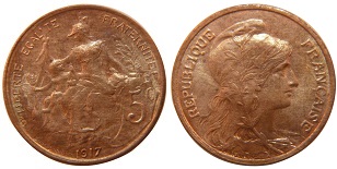 5 centimes 1917 dupuis