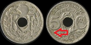 5 centimes 1922 lindauer poissy