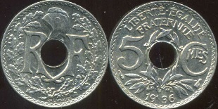 5 centimes Lindauer petit module 1920-1938