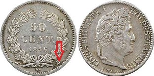 50 centimes 1845 B louis-philippe