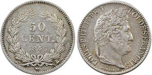 50 centimes 1845 Louis-Philippe