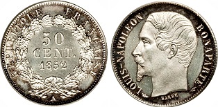 50 centimes 1852 louis-napoléon bonaparte