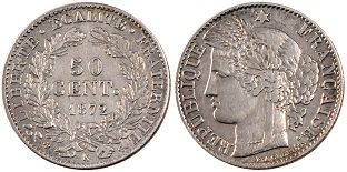 50 centimes 1872 cérès