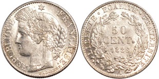 50 centimes Cérès 1871-1895