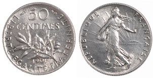 50 centimes 1901 semeuse argent 