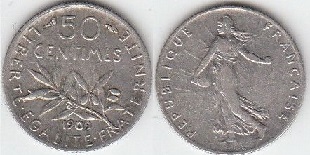 50 centimes 1909 semeuse argent 