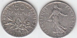 50 centimes 1909 semeuse argent