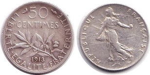 50 centimes 1913 semeuse argent