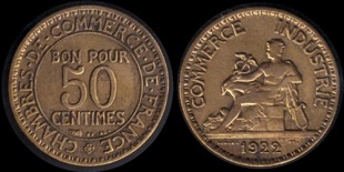 50 centimes 1922 chambres de commerce,