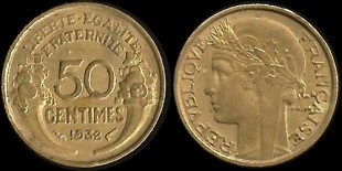 50 centimes 1932 morlon bronze-alu