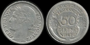 50 centimes 1947 morlon alu