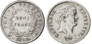 demi franc Napoléon Empereur 1806-1814