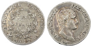 Demi-franc Bonaparte AN IX et AN 12