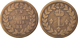 un décime 1815 Louis XVIII blocus de Strasbourg 