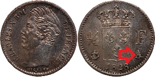 quart de franc 1828 A charles X