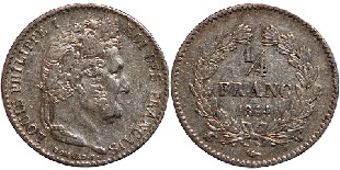 quart de franc 1844 louis philippe