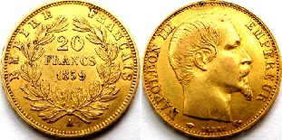 20 francs or 1859 napoléon III