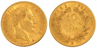 10 francs or 1862 napoléon 3 tête laurée