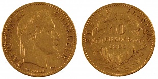 10 francs or 1865 napoléon III tête laurée