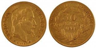 10 francs or 1868 napoléon 3