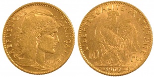 10 francs or 1909 marianne coq