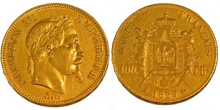 100 francs or 1869 Napoléon III