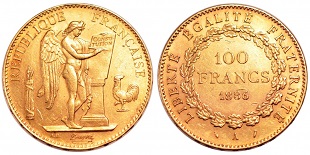 100 francs or 1886 génie debout