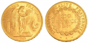 100 francs or 1907 génie debout