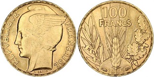 100 francs or BAZOR casquée 1929-1936