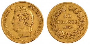 40 francs or 1833 louis philippe