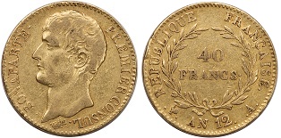 40 francs or An XI et AN 12 Bonaparte Premier Consul