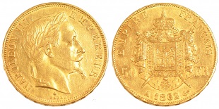 50 francs or Napoléon III 1862-1868 tête laurée