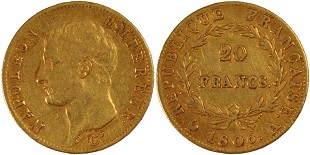 20 francs or 1806 napoléon empereur