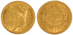 20 francs or 1808 napoléon revers république