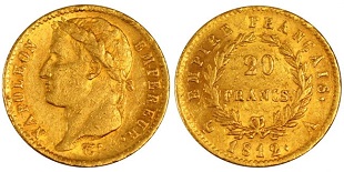 20 francs or 1812 napoléon