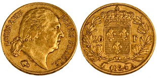 20 francs or 1824 louis XVIII