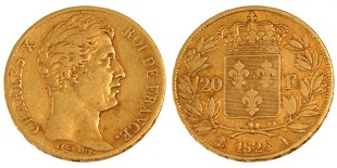 20 francs or 1825 Charles X