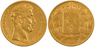 20 francs or 1827 charles X