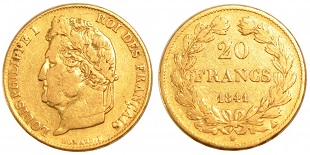 20 francs or 1841 louis philippe