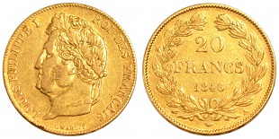 20 francs or Louis Philippe I 1832-1848 tête laurée