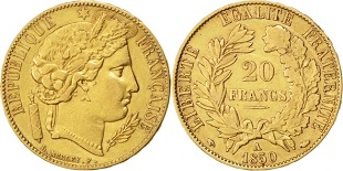 20 francs or 1849-1851 Cérès 2ème république