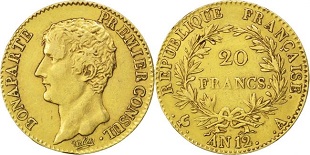 20 francs or an 12 bonaparte premier consul